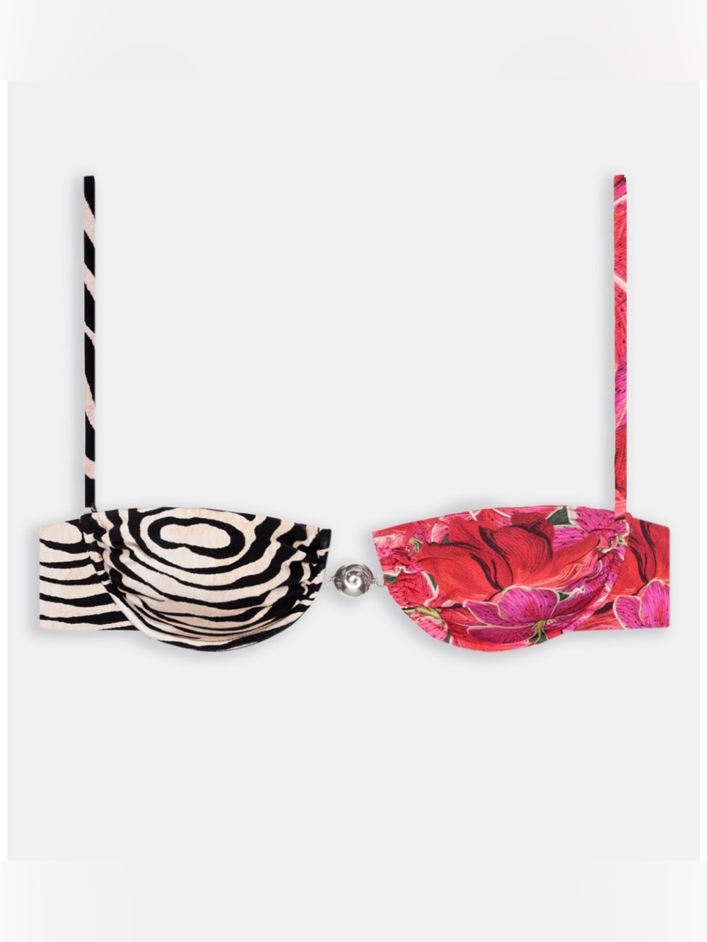 Reina Olga Hammond Bikini Top — Pink Floral / Black Zebra